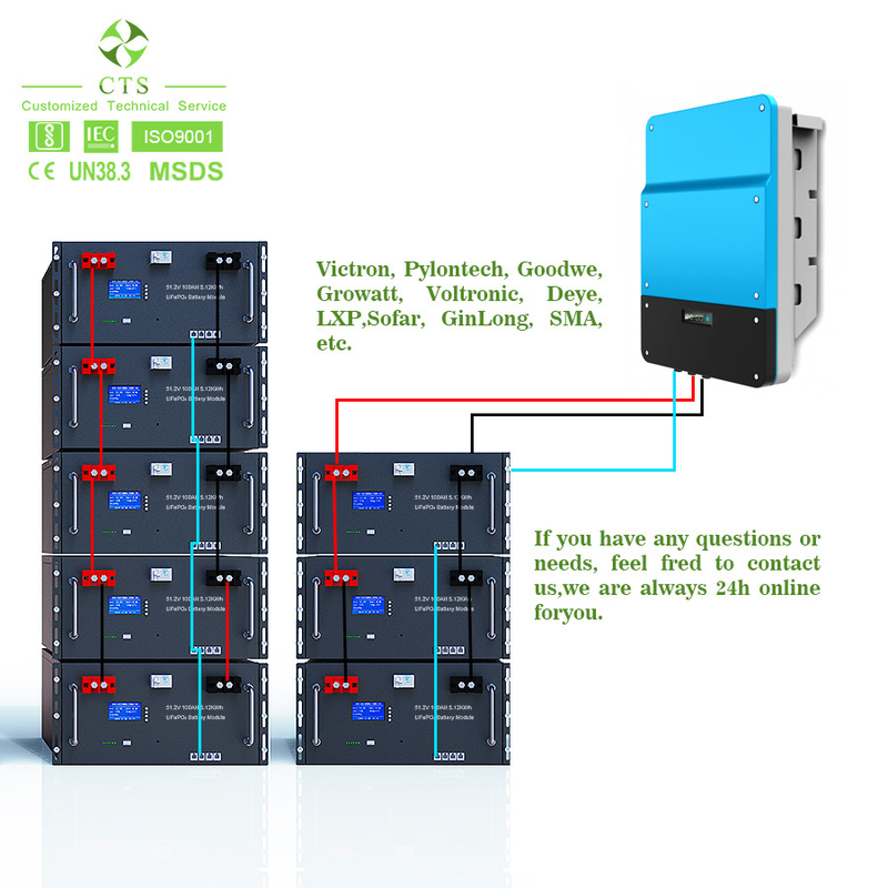 48v 100ah 200ah Lifepo4 Server Rack Battery 5kwh 10kwh 24v للنظام الشمسي